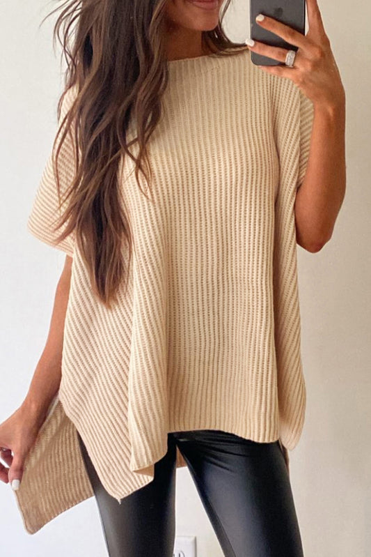 Coffee Shop Cozy Oversized Knit Slit Sweater