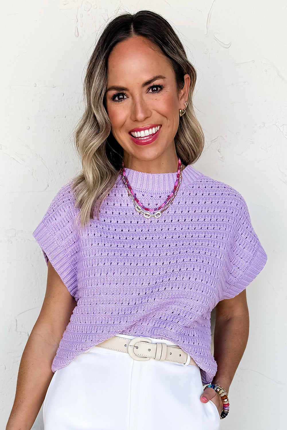 The Lavendula Loft Knit – Pointelle Ribbed Tee