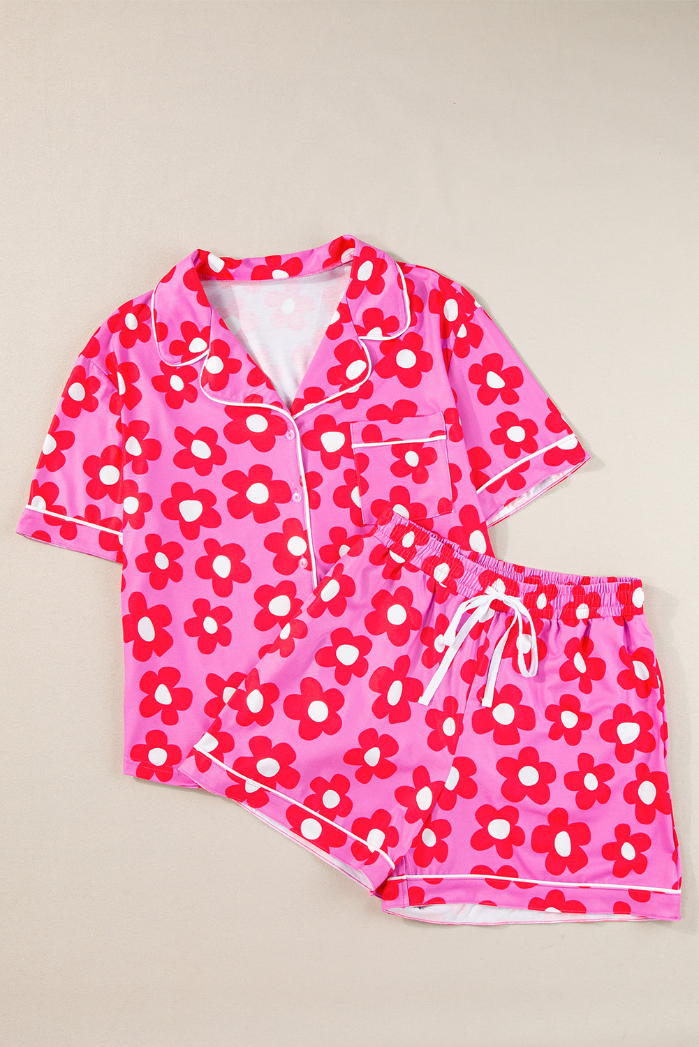 Floral Button-Up Pajama Set – Pink Bloom
