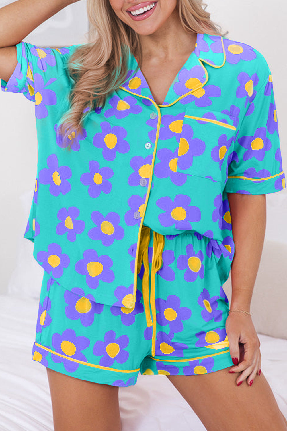 Floral Button-Up Pajama Set – Pink Bloom