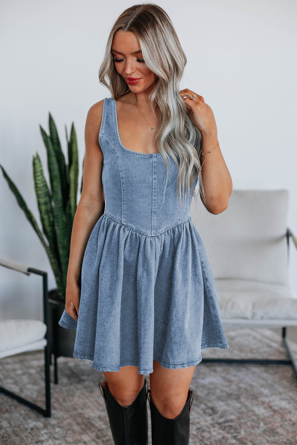 Backstage in Blue Denim Concert Dress