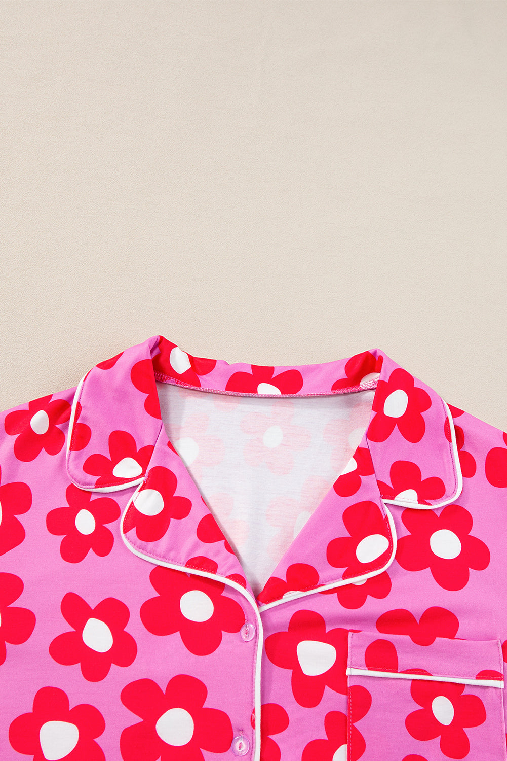 Floral Button-Up Pajama Set – Pink Bloom