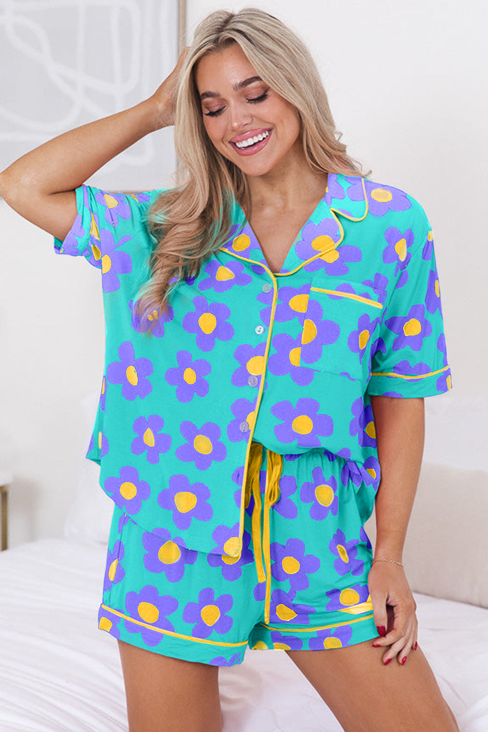 Floral Button-Up Pajama Set – Pink Bloom