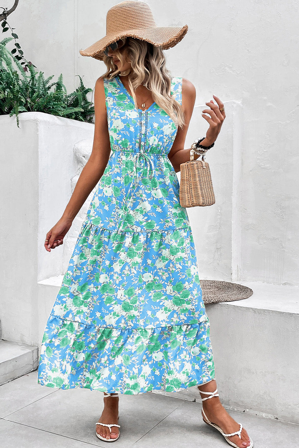 The Capri Bloom Maxi – Sky Blue Floral