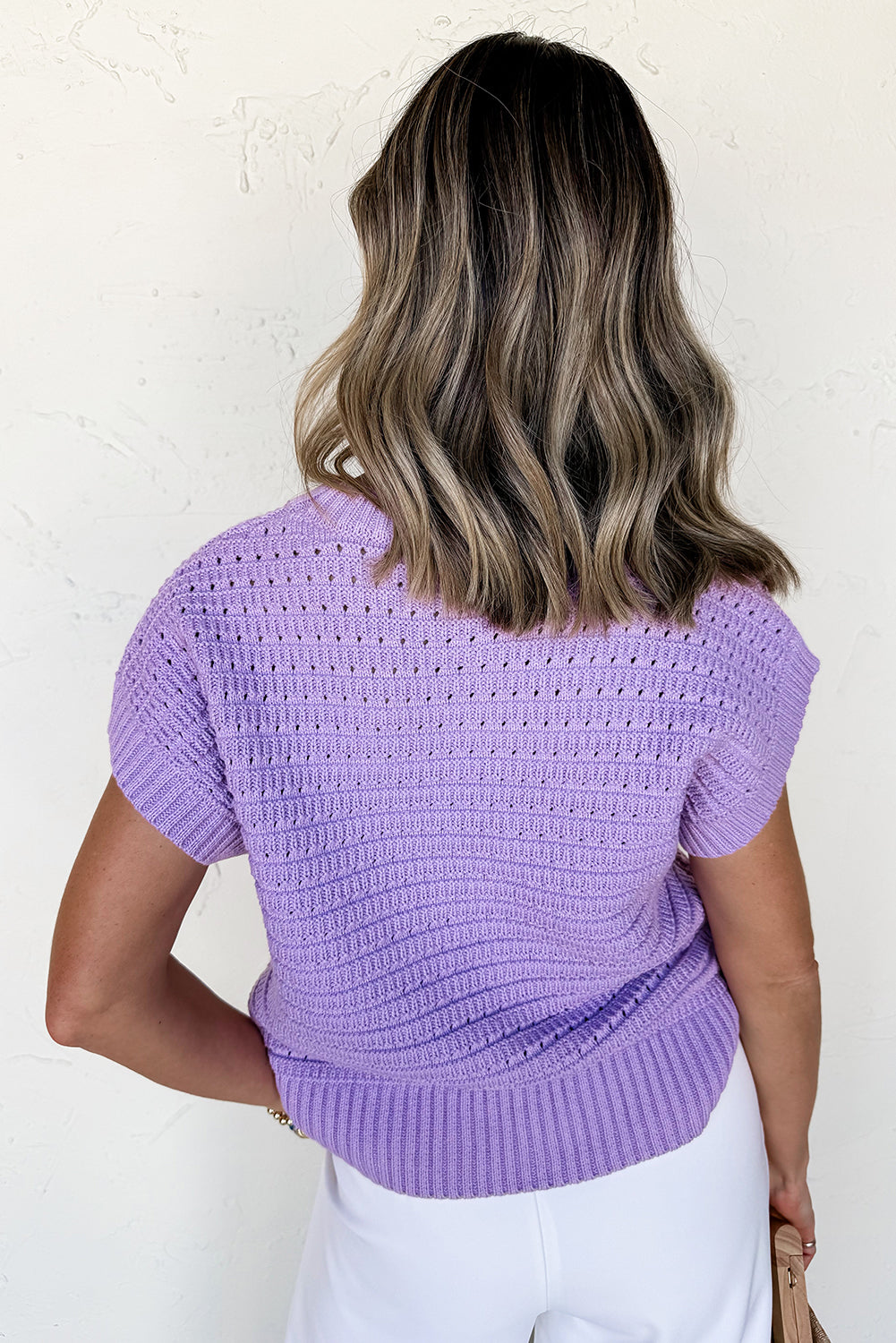 The Lavendula Loft Knit – Pointelle Ribbed Tee