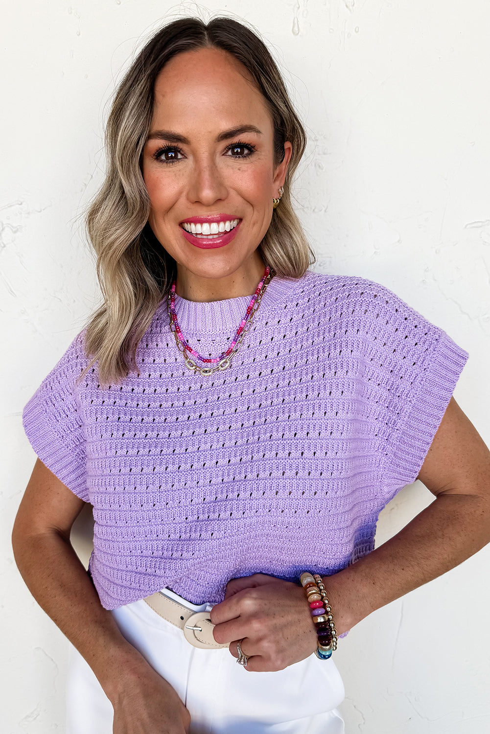 The Lavendula Loft Knit – Pointelle Ribbed Tee