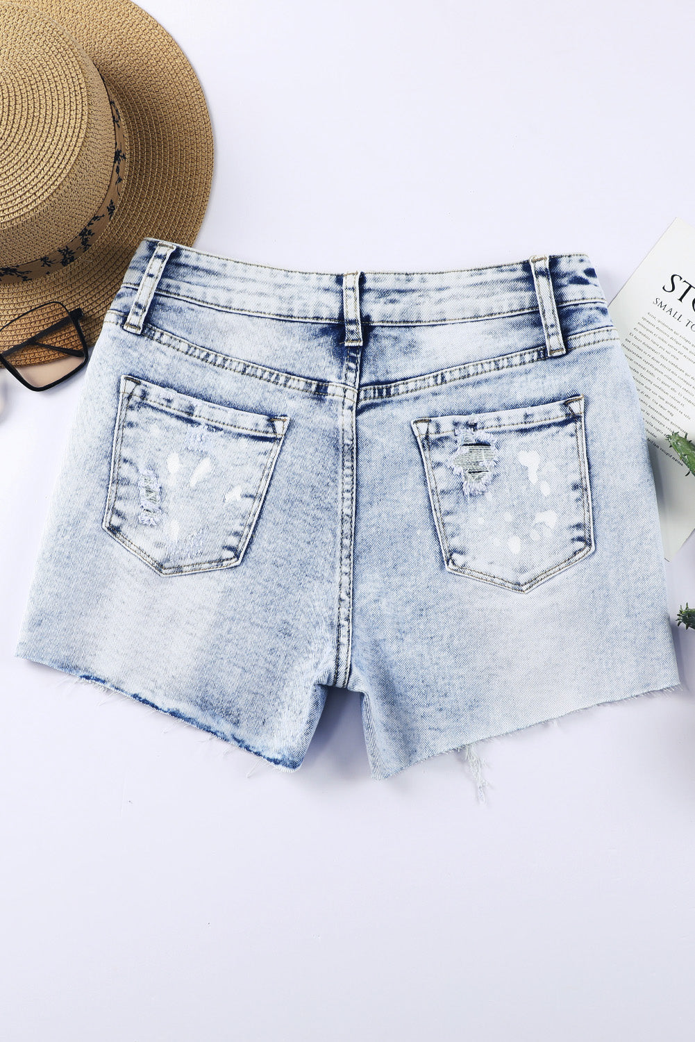 The Radiate Joy Denim Shorts – Sky Blue Splash