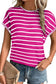 Striped Casual Knit Tee – Rose Stripe