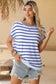 Striped Casual Knit Tee – Rose Stripe