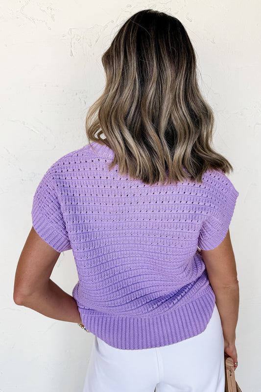 The Lavendula Loft Knit – Pointelle Ribbed Tee