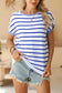 Striped Casual Knit Tee – Rose Stripe