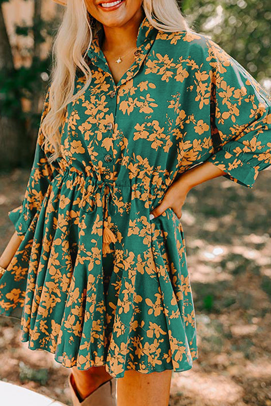 Garden Grace Tassel Waist Shirt Dress