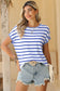 Striped Casual Knit Tee – Rose Stripe